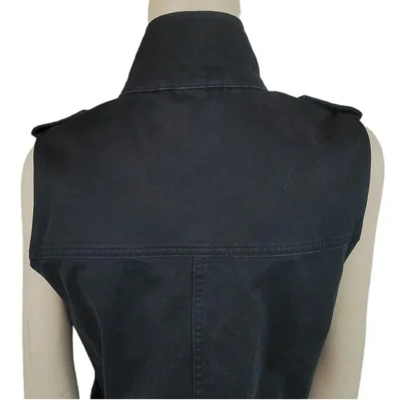 Aritzia Talula Yerwood Utility Vest Flap Pockets Drawstring Waist Epaulet - Picture 8 of 12